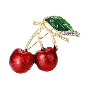 Imagem de Broches De Cereja Com Strass Unissex Para Mulheres, Pins De Frutas Em 
