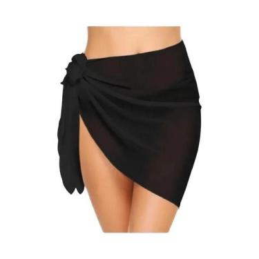 Imagem de Saia Transparente Preta De Sarongue Para Biquíni, Saída De Praia Femin