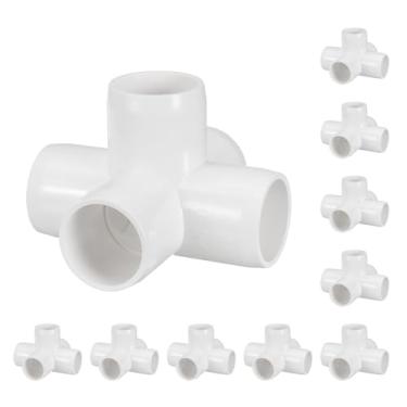 Imagem de Kozelo Pacote com 10 encaixes de tubulação de cotovelo de PVC SCH40 de 3/10.2 cm, encaixe cruzado de saída lateral de canto de cotovelo de PVC de 5 vias, conectores de tubo de grau de móveis para