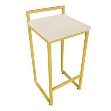 Imagem de Banqueta Alta Lavinia Suede Bege Base Dourado D03 - D'Rossi - D Rossi