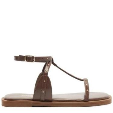 Imagem de Rasteira Anacapri Tiras Finas Tachas Marrom-Feminino