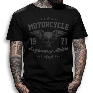 Imagem de Camiseta Preta Custom Motorcycle 1971 Legendary Riders Skull No Remors