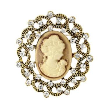 Imagem de Broche De Cabeça Feminino Com Strass E Personagem, Alfinete De Lapela 