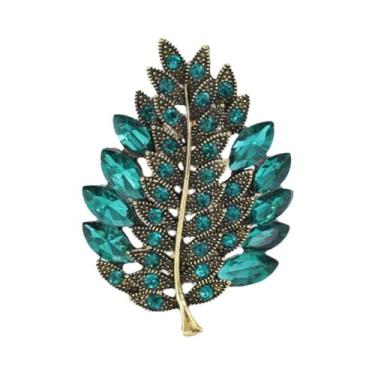 Imagem de Broches De Folha Coloridos Com Strass Para Mulheres E Unissex, Alfinet