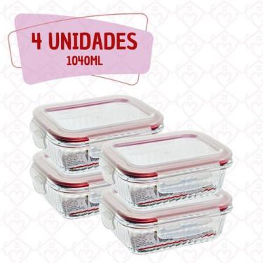 Imagem de 4 Potes Canelado Tampa Forte Hermetico 1040ml Forno/Airfryer - Belo Vi