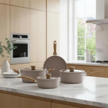 Imagem de Jogo de Panelas Cerâmica Diamond 4 Peças  Antiaderente Gás e Indução -