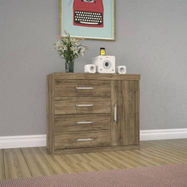 Imagem de Cômoda Sapateira Havana Plus 1 Porta 4 Gavetas Santos Andira