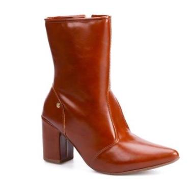 Imagem de Bota Social Feminina Cano Curto Salto Alto Bloco Bico Fino-Feminino