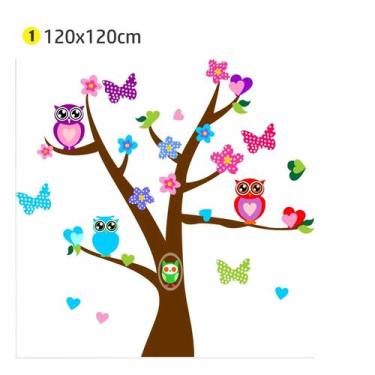 Imagem de Adesivo Parede Árvore Coruja 120x120 quarto infantil - escolhidoporamo