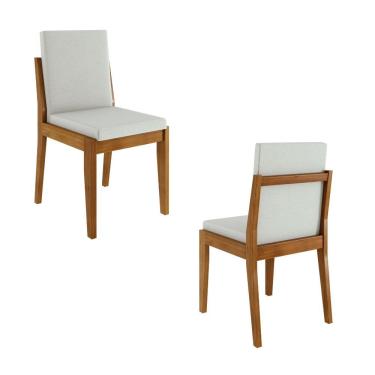 Imagem de Conjunto Sala de Jantar Mesa 160cm com Tampo de Vidro Monalisa com 6 Cadeiras Lady Nesher - Mel/Off White