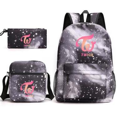 Imagem de Conjunto de mochilas Twices School, 3 peças com bolsa de ombro e estoj