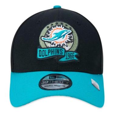 Imagem de BONÉ NEW ERA 3930 MIAMI DOLPHINS SALUTE TO SERVICE NFP23BON154 PRETO VERDE ÁGUA-Masculino