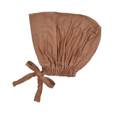Imagem de Touca Hijab Modal Feminina, Turbante Interno Com Cordão, Lenço Islâmic