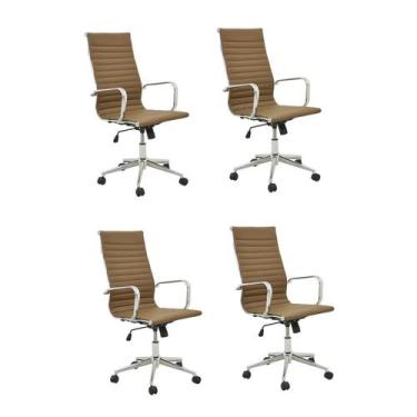 Imagem de Kit 4 Cadeiras de Escritório Presidente Esteirinha em material sintéti