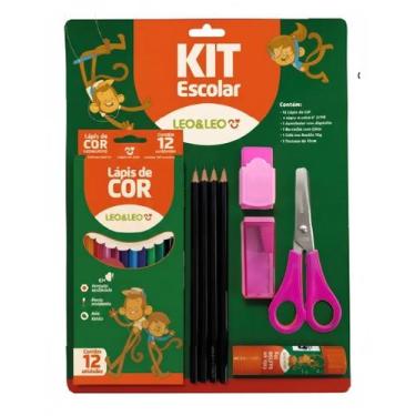 Imagem de Kit Escolar Lápis, Borracha, Apontador, Tesoura E Cola - Leo & Leo - L