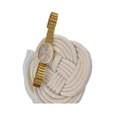 Imagem de Relógio De Pulso Feminino Com Bracelete De Ouro, Elegante, Vintage, Lu