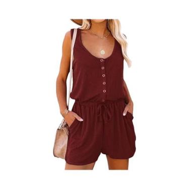 Imagem de Macacão Feminino De Verão Sem Mangas Com Cintura Amarrada Casual Solto