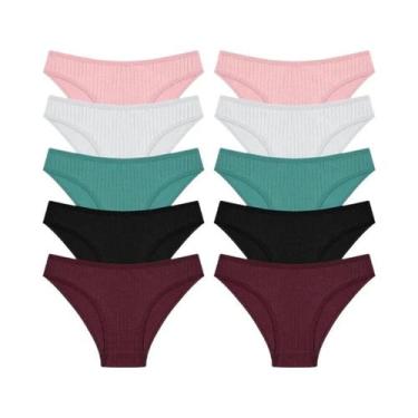 Imagem de Calcinhas De Algodão Femininas, 10 Peças, Respiráveis, Confortáveis, L