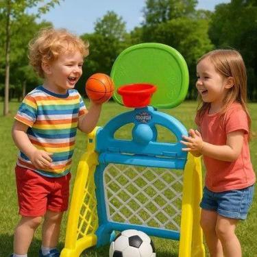 Imagem de Centro Esportivo Basquete Futebol Bola Arremesso Chute Gol Cesto Trava