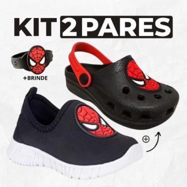 Imagem de Tênis Meia Infantil Menino Leve Macio + Sandália Babuche Confortável P