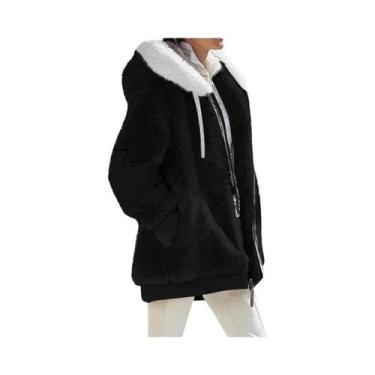 Imagem de Jaqueta Feminina De Inverno Com Capuz E Zíper Em Cashmere E Fleece, Ca