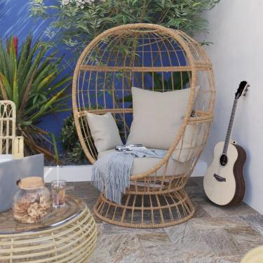 Imagem de Poltrona De Jardim E Varanda Aco Ninho Bege Com Almofada Bege