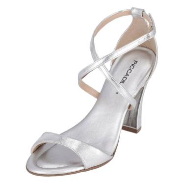 Imagem de Sandália Feminina Salto Flare Médio Metalizada Piccadilly