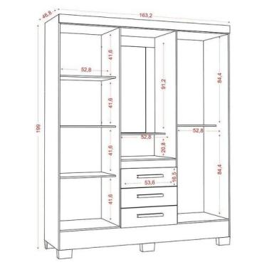 Imagem de Guarda Roupa Solteiro Paris 2045150 E Armário Multiuso New 2000192 Bra