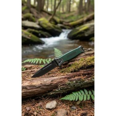 Imagem de Canivete Tático Semi Automático Verde Cinza Leve Saque Rápid - Congrat