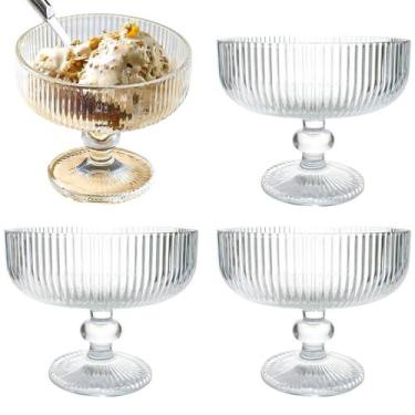 Imagem de Kit 4 Taças para Sobremesa Vidro Reforçado 300ml Design Sofisticado Id