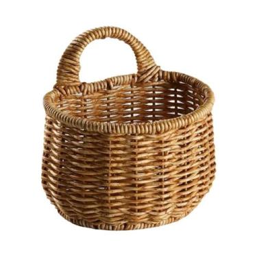Imagem de Cesto De Armazenamento Suspenso De Vime Com Alça Para Cozinha, Sala De