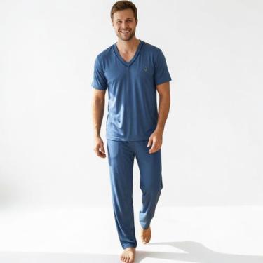 Imagem de Pijama Masculino Meia Manga e Calça Meia Estação Pijama de Homem Malha