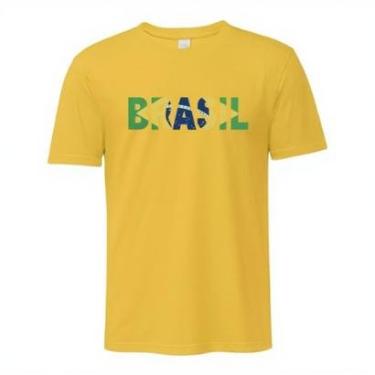 Imagem de Camiseta Casual Bandeira Brasil Manga Curta em Algodão Leve e Confortável Copa do P ao G1-Masculino