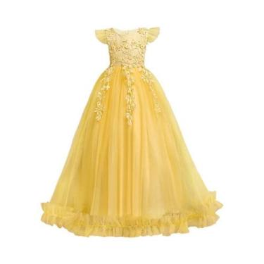 Imagem de Vestidos Formais Longos Sem Mangas Com Renda Floral Para Meninas, Fant