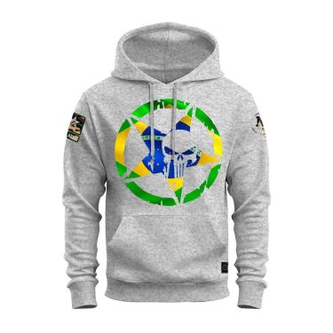 Imagem de Moletom Canguru Blusa De Frio Confortável Estampado Brasão Brasil-Unissex