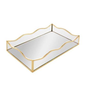 Imagem de Bandeja com Espelho Lyor Ocean 20cm x 30cm x 4cm Dourada