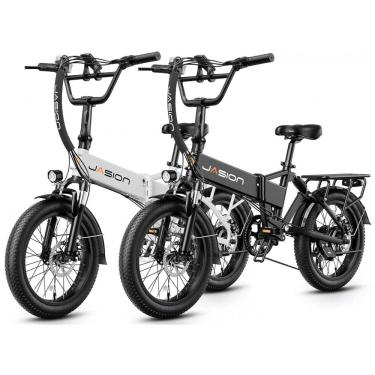 Imagem de Kit com 2 bicicletas elétricas dobráveis Jasion EB7 branco perolado e preto profundo, p...