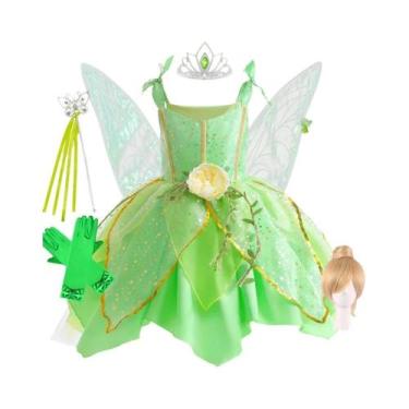 Imagem de Fantasia De Princesa Fada Tinker Bell Verde Para Meninas, Vestido De C