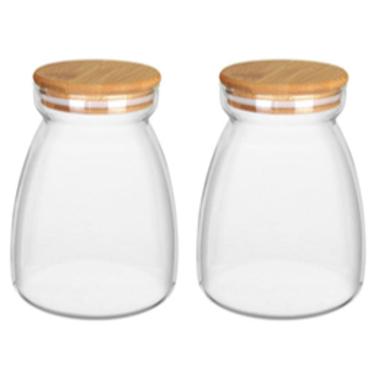 Imagem de KIT 2 POTES MANTIMENTOS HOME&CO COM TAMPA BAMBU BOROSSILICATO 1,1L 15x8x8