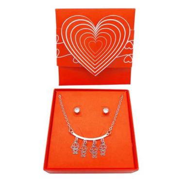 Imagem de Presente Colar Choker+Brinco+Caixa Filho Aço Inox 4 Meninos - ASA