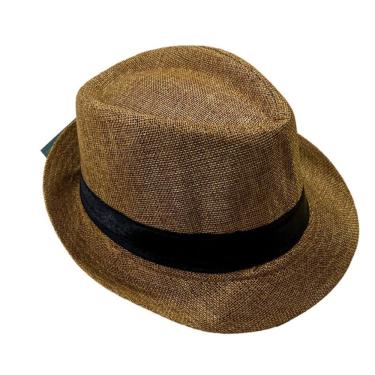 Imagem de Chapéu Panamá Fedora OEM 1603 em Palha Sintética Tamanho Único 58 Caramelo Social Aba Curta Unissex