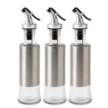 Imagem de Kit Galheteiro Porta Azeite e Vinagre 15805 para Servir em Vidro e Inox com Dosador e B...