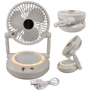 Imagem de Ventilador de Mesa Dobravel Retratil 3W 16cm 3 Velocidades Branco BSL3813 Silencioso com Luz LED USB Bivolt
