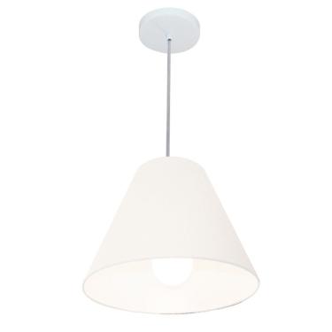 Imagem de Lustre Pendente Md-4028 com Cúpula em Tecido Formato Cone Pequeno Fio Ajustável Branco...