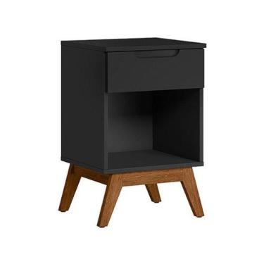 Imagem de Mesa de Cabeceira Pequena Retrô Alpi - Preto - Olivar Móveis