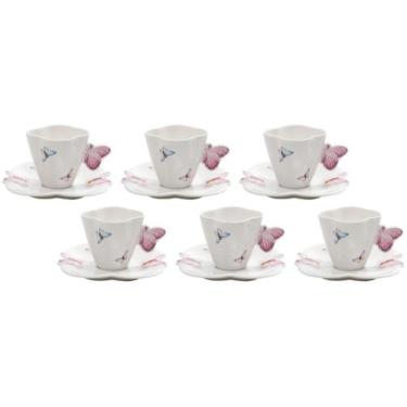 Imagem de Xicara Com Pires De Cafe Porcelana Branca Borboleta 100ml - WOLFF, Col