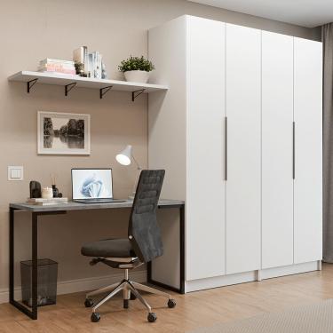 Imagem de Conjunto Home Office 2 Armários Neo 1 Escrivaninha 2 Prateleiras Branco Madesa