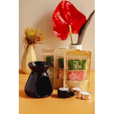 Imagem de Kit Réchaud Preto com Wax Melts - Aromas de Vanilla, Cereja & Avelã, P