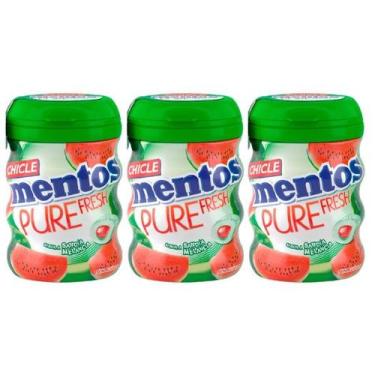 Imagem de Kit 3 Mentos Pote Pure Fresh Melancia Goma de Mascar Sem Açucar