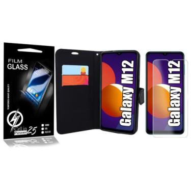 Imagem de Capa Case Flip Carteira + 2 Pelicula Vidro Galaxy M12 M127 6.5 - Cell 